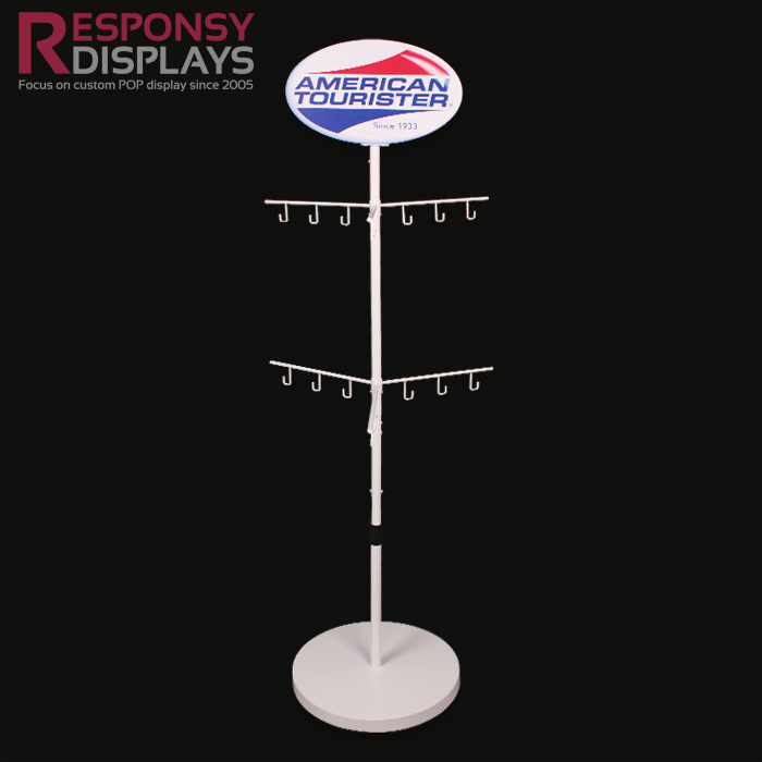 Modern 360 Degree 2 Tiers Retail Floor Metal Spinning Display Stand For