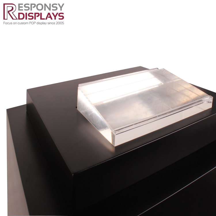 Custom-Made Floor Standing Black MDF Clothing Display Stand