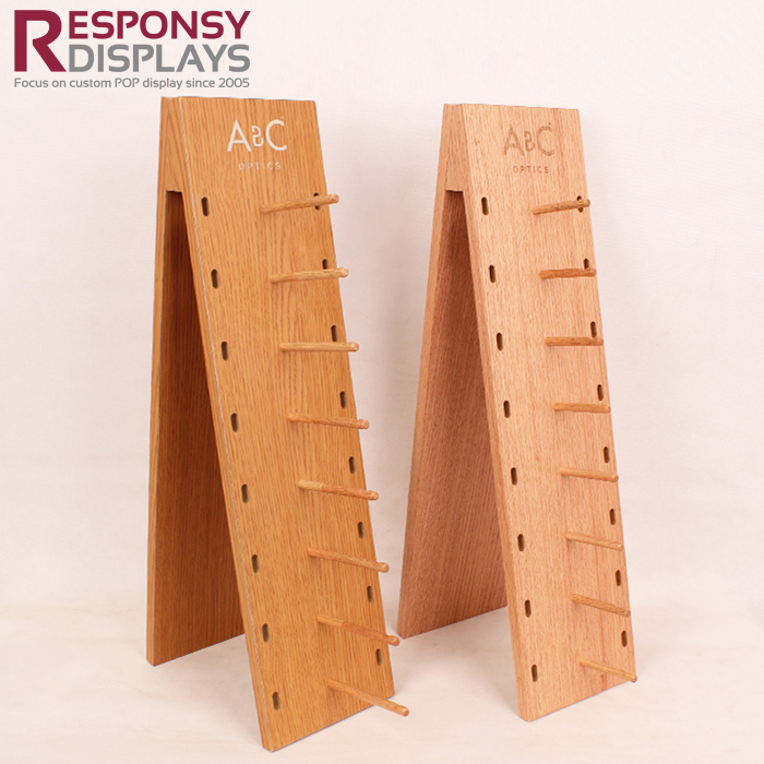 Creatively Alphabetic Glasses Wooden Cell Table Display Rack With Two-sided Pegs