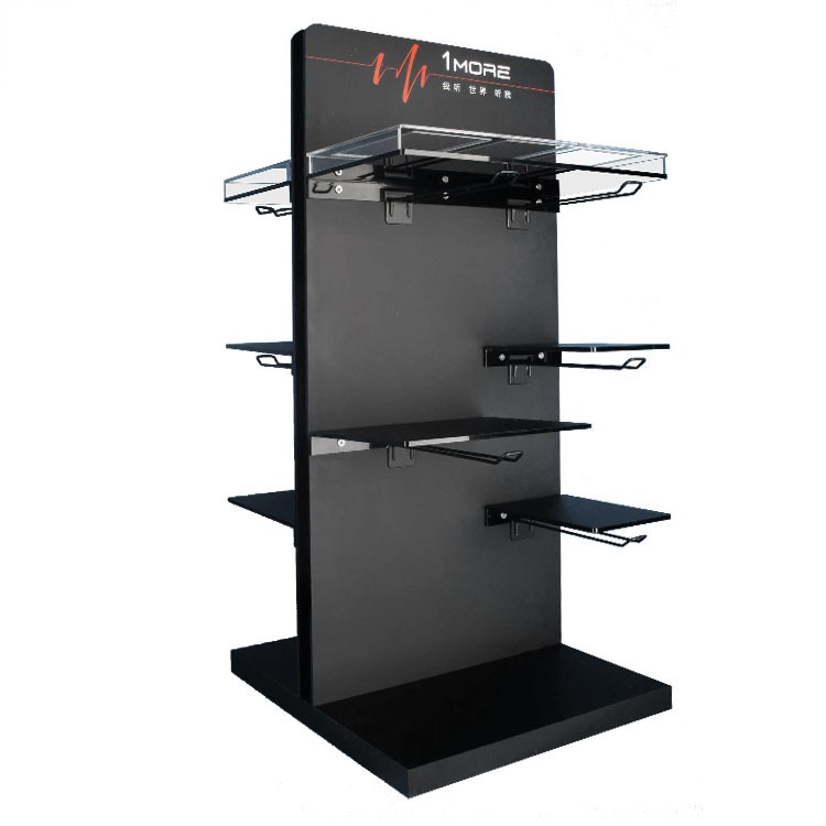 Attractive Style Counter Table Headset Shelf Acrylic and Metal Earphone Display Rack With Hooks